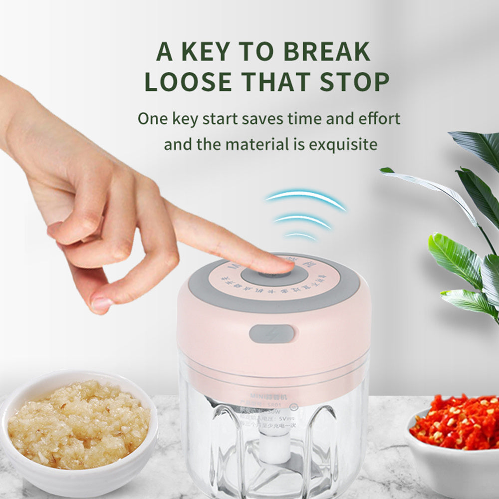 Mini Electric Garlic Chopper USB Charging Ginger Masher Machine Sturdy Durable Chili Vegetable Crusher Kitchen Tool - Rox International