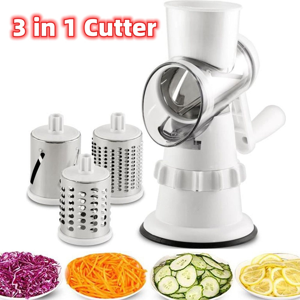 3 In 1 Vegetable Slicer Manual Kitchen Accessories Grater For Vegetable Cutter Round Chopper Mandolin Shredder Potato Home Kitchen Supplies Kitchen Gadgets - Rox International