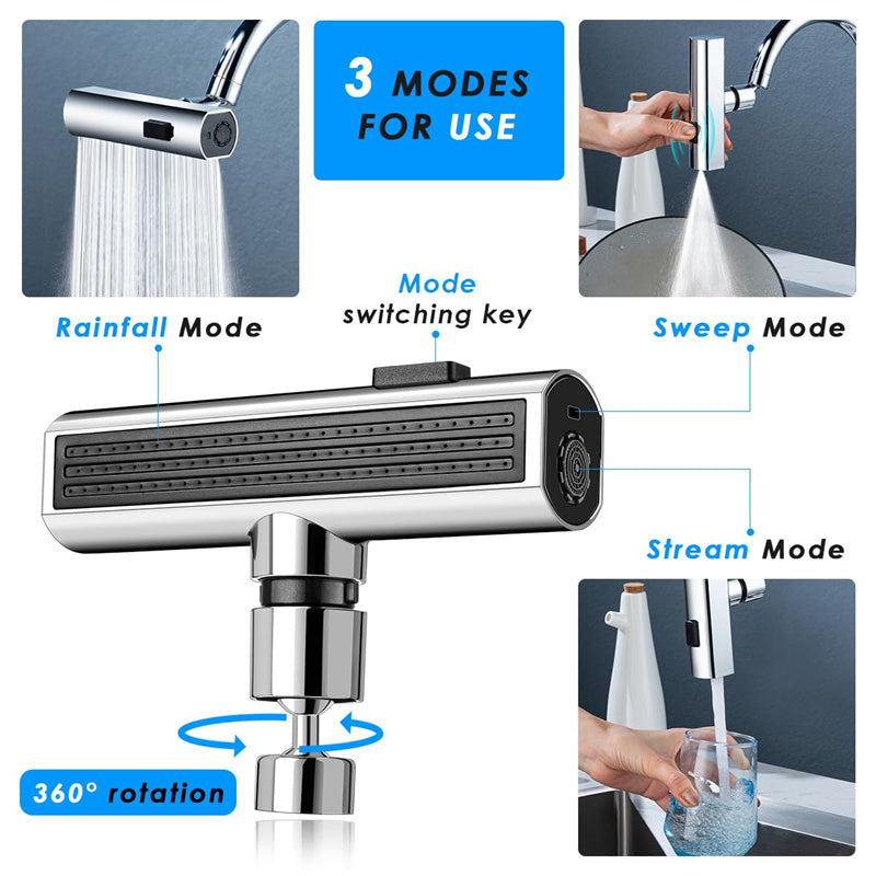 Kitchen Faucet Waterfall Outlet Splash Proof Universal Rotating Bubbler Multifunctional Water Nozzle Extension Kitchen Gadgets - Rox International