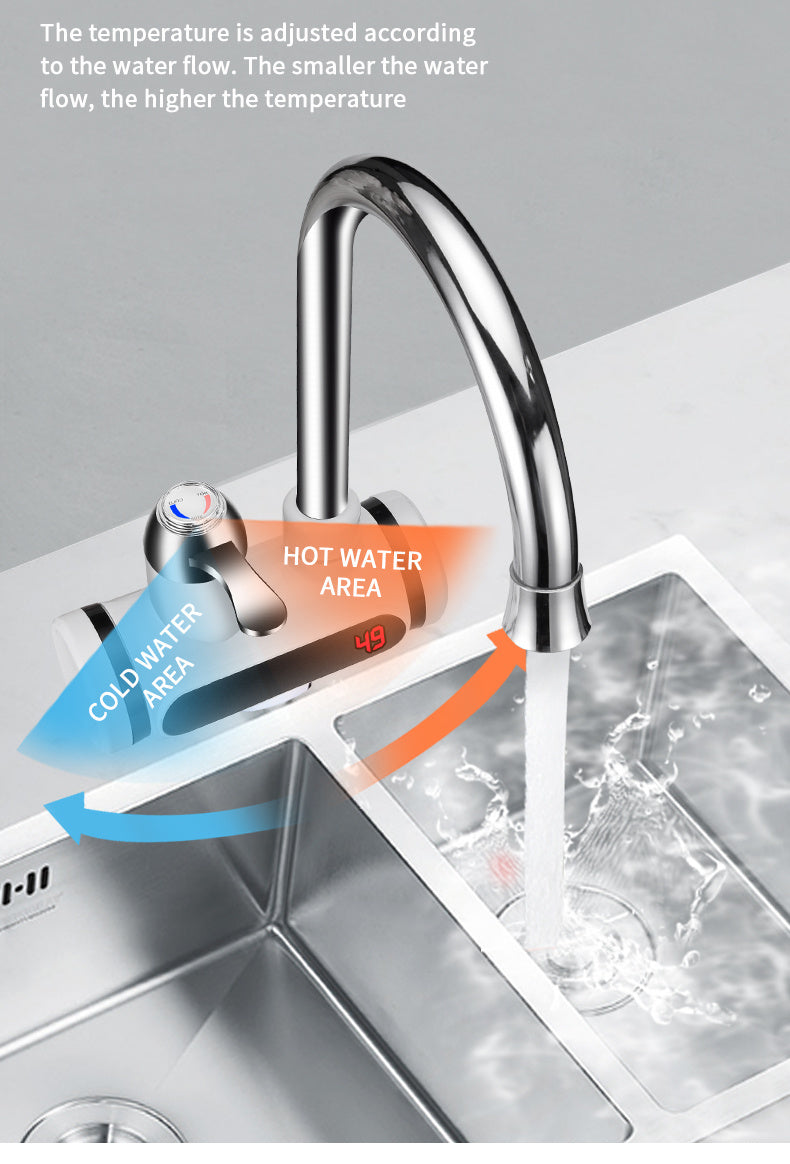 Kitchen Electric Water Tap  Water Heater Temperature Display Cold Heating Faucet Hot Water Faucet Heater - Rox International