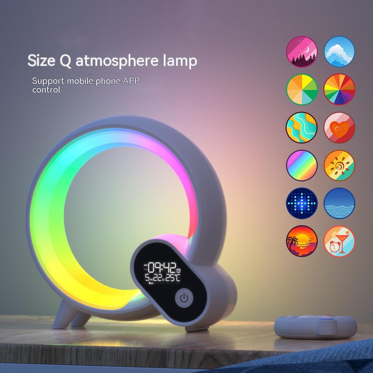 Creative Q Light Analog Sunrise Digital Display Alarm Clock Bluetooth Audio Intelligent Wake-up Q Colorful Atmosphere Light - Rox International