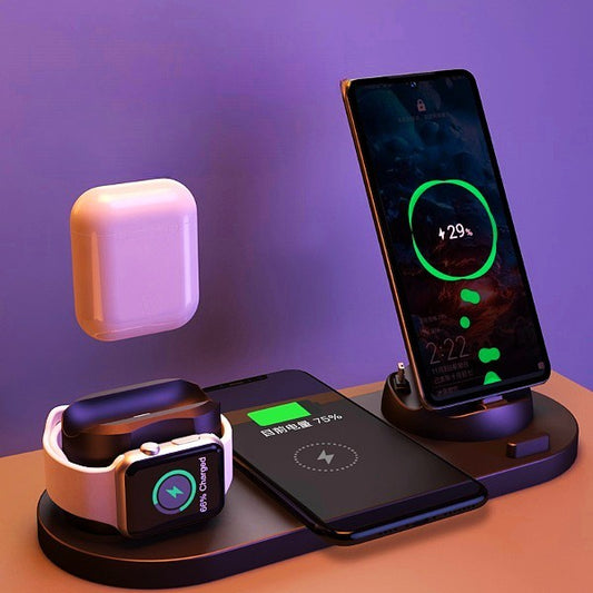 Wireless Charger For IPhone Fast Charger For Phone Fast Charging Pad For Phone Watch 6 In 1 Charging Dock Station - Rox International